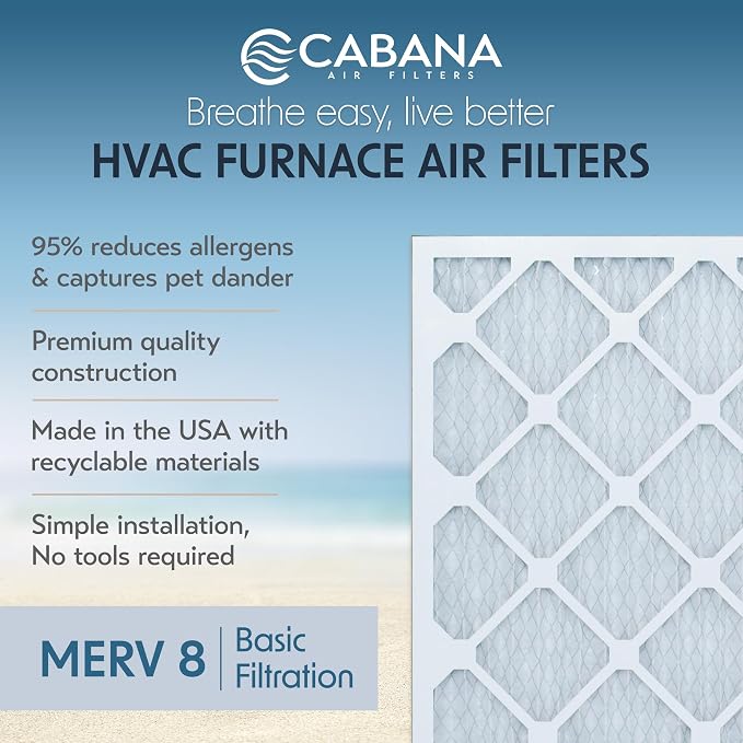 Cabana Filters 6-Pack 12x20x1 MERV 8 AC Furnace Air Filter - Image 2