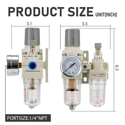 Air Pressure Regulator with Pressure Gauge, Water Separator - Image 3