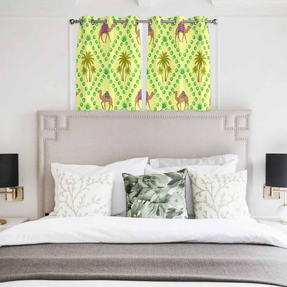 2 Panel Kitchen Cafe Curtains, Desert Sand Camels Sunlight Filtering Nature Air - Image 4