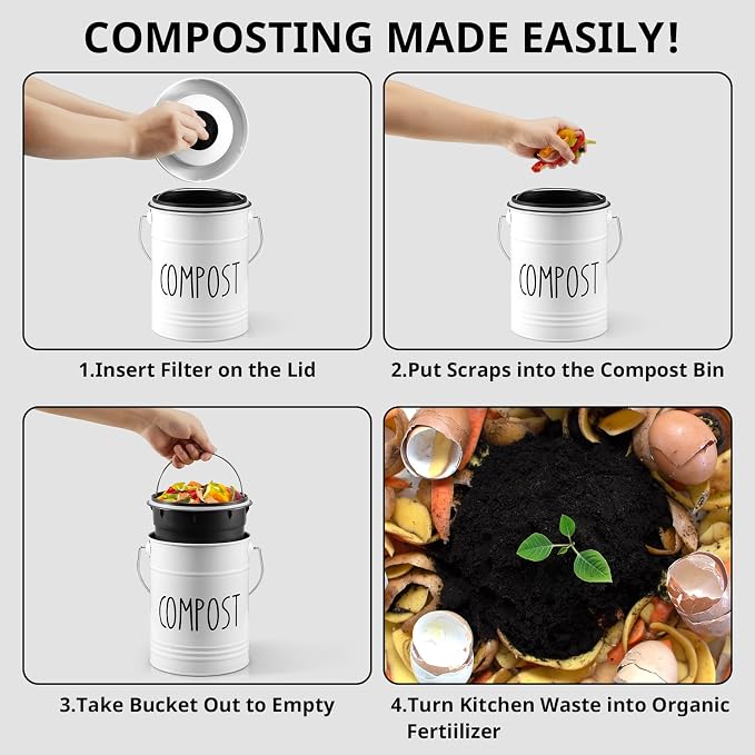 Kitchen Compost Bin, 1 Gallon Countertop Compost Bin - Image 5