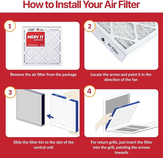Filter King 23.5x25x1 Air Filter | 6-PACK | MERV 11 HVAC Pleated A/C Furnace - Image 4