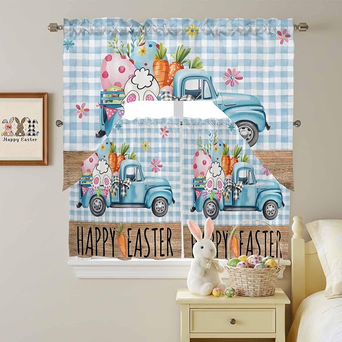 Swag Valance Curtains, Easter Truck - Image 8