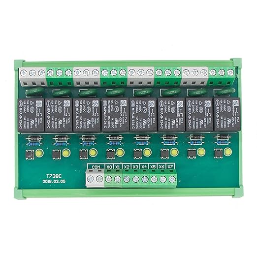 GAEYAELE 8 Channel Interface Relay Module 12VACDC DIN Rail Panel Mount for Automation PLC Board (FY-T738-12VACDC)