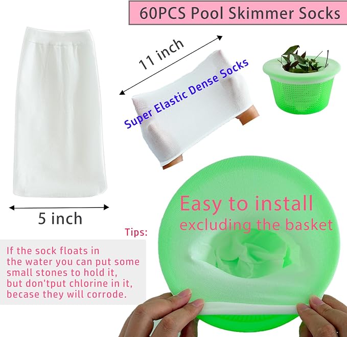 60PCS Pool Skimmer Socks Above Ground and Inground Pool, Pool Skimmer Basket - Image 2