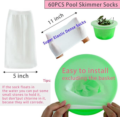 60PCS Pool Skimmer Socks Above Ground and Inground Pool, Pool Skimmer Basket - Image 2