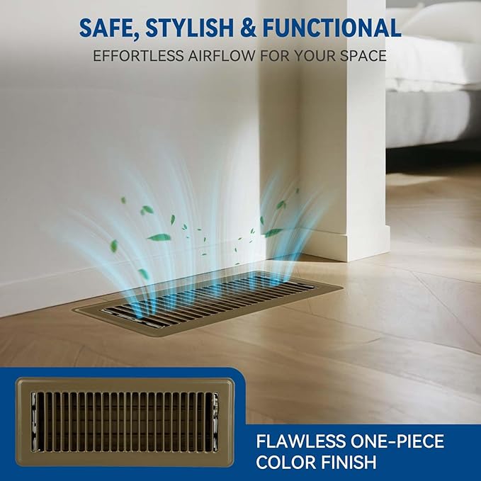 4" x 10" Floor Register Vent Covers 4-Pack, Walkable Powder-Coated Metal Vent - Image 2