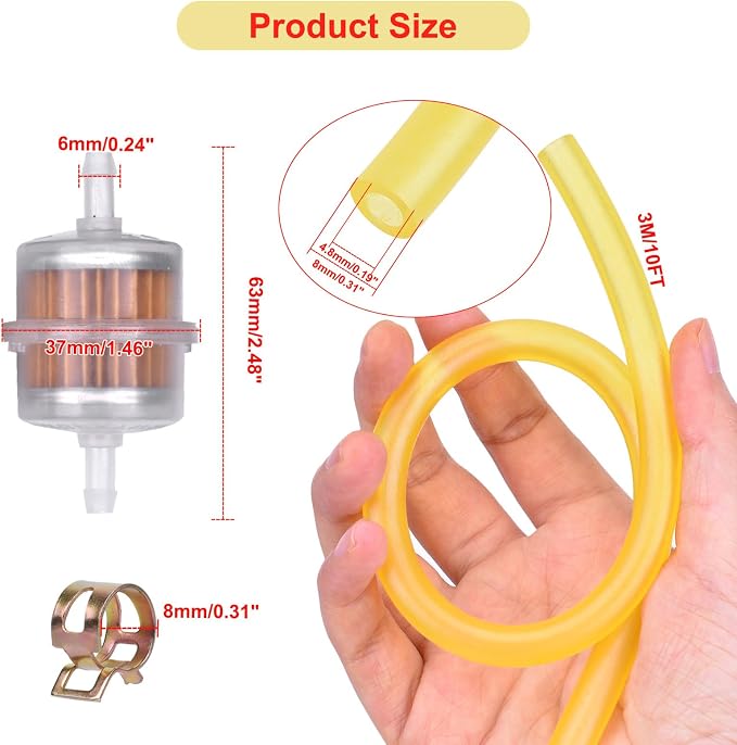 3/16 ID Fuel Line Hose 10FT + 2pcs Fuel Filter+10pcs Clamp - Image 3
