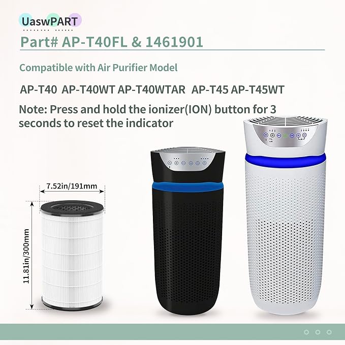 AP-T40FL Replacement Filter Compatible with1461901 HoMedics Air Pu-rifier - Image 2