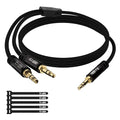 Kxable 1/8 Inch TRS Stereo Y Splitter Cable 2FT, 3.5mm Male to 2-Male Y-Splitter Stereo Audio Cable, for Cell Phone PC Laptop, Speaker, Headphones, Suitable for Switching or Two Sets of Speakers