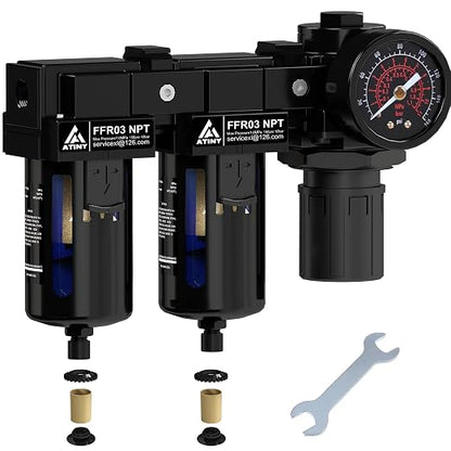 3/8" NPT Air Dryer System, Air Compressor Filter Dryer, 5 and 5 Micron Filter by ATINY