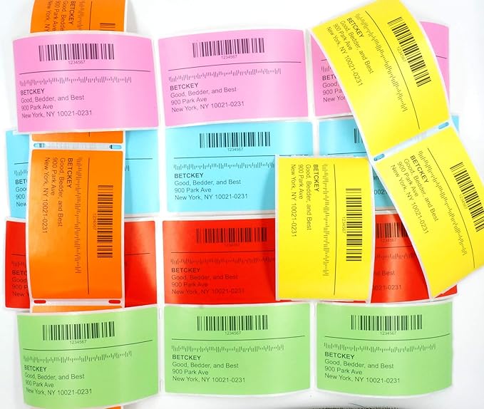 BETCKEY Colored Labels Compatible with Dymo 30347 (1" x 1-1/2") Book Spine Lables, Compatible for Dymo LabelWriter Thermal 450, 4XL & Zebra Desktop Printers [6 Rolls, 4500 Labels, Red]