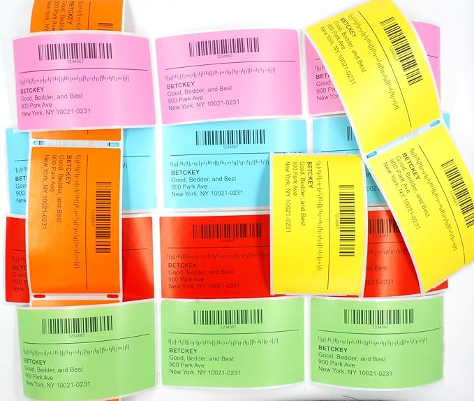 BETCKEY Colored Labels Compatible with Dymo 30347 (1" x 1-1/2") Book Spine Lables, Compatible for Dymo LabelWriter Thermal 450, 4XL & Zebra Desktop Printers [6 Rolls, 4500 Labels, Orange]