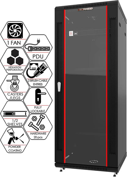 Sysracks 27U Wall Mount Server Rack Cabinet, 19” Locking Network Rack, 24” Deep by SYSRACKS
