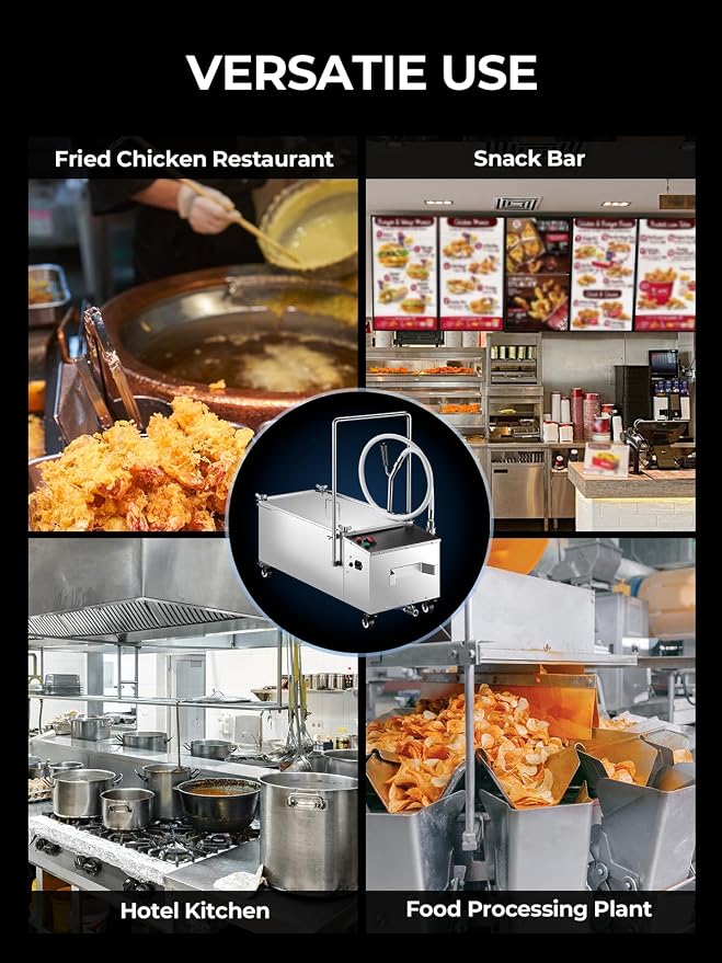 Mobile Fryer Oil Filter Machine, 55L/14.5GAL Fryer Filter Machine, Stainless - Image 9