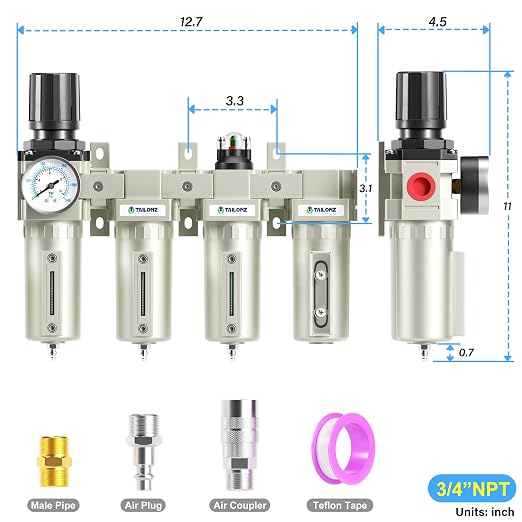 TAILONZ PNEUMATIC 0-240PSI 3/4 Inch NPT Industrial Grade 4 Stage Air Drying - Image 2
