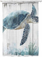 Sheer Curtains 63 Inch Length, Sea Turtle Teal Blue Semi Sheer Curtains Light by Unknown