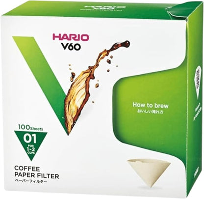 Hario V60 Paper Coffee Filter, Size 01, 100ct Box by Hario