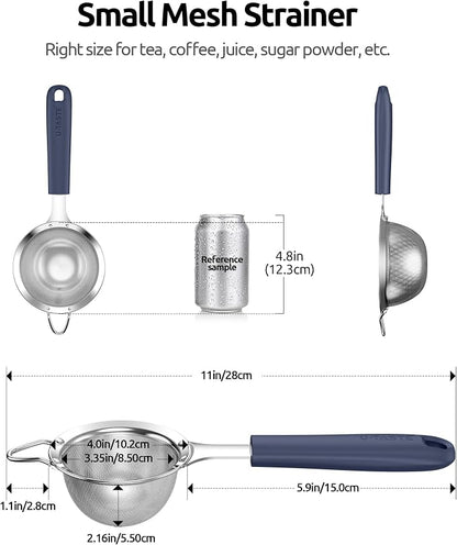U-Taste Small Fine Mesh Strainer: 18/8 Stainless Steel 3.35in 30 Mesh Kitchen - Image 2