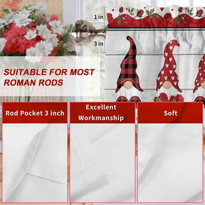 I Love U Valance Curtains for Kitchen, Valentine's Day Dwarf Romantic Wood - Image 9