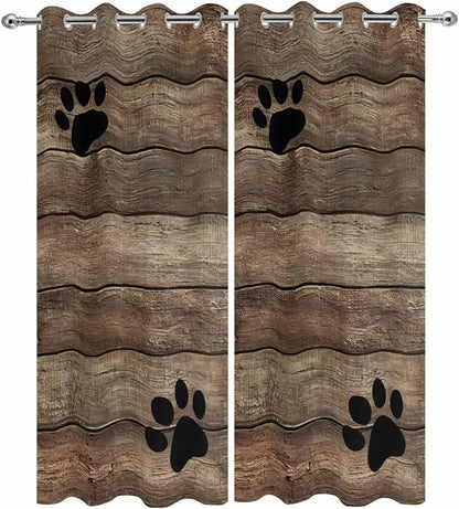 Wood Grain Outdoor Curtains for Patio Claws Animals Wooden Brown Vintage - Image 9