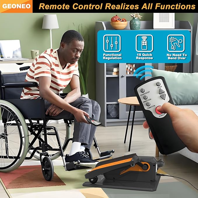 Under Desk Elliptical Machine, Electric Elliptical Exerciser for Senior, Quiet & Small Electric Seated Pedal Exerciser for Home with Display Monitor, Remote Control & 12 Adjustable Speeds