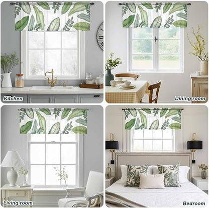Summer Palm Leaf Sheer Valance Curtains - Image 8