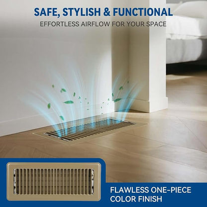 4" x 10" Floor Register Vent Covers 6-Pack, Walkable Powder-Coated Metal Vent - Image 2