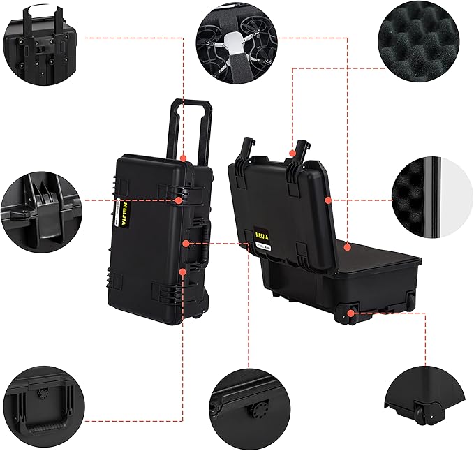 MEIJIA Premium Waterproof Hard Compact Rolling Camera Case - Image 3