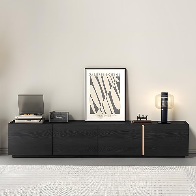 VAFON 78.7" Modern TV Stand Entertainment Center - Black Wood Media Console Cabinet with Storage, Contemporary Living Room Furniture for TVs Up to 85"