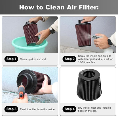 KYOSTAR Universal 3" High-Flow Air Filter, Reusable Cone Cold Air Intake - Image 5