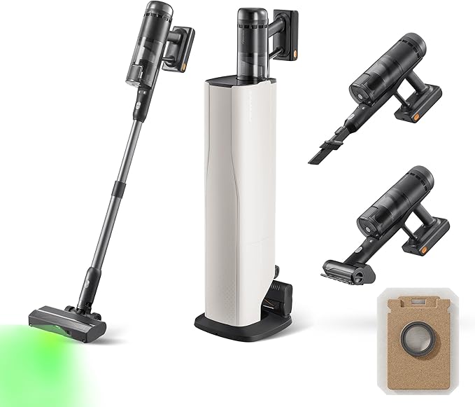 roborock H60 Hub Ultra Cordless Vacuum Cleaner with Auto-Empty Dock, 210AW Suction Stick Vacuum Cleaners for Home and Pet Hair, Rechargeable, 90-Min Runtime, Anti-Tangle Brush, 140° LED Dust Detection