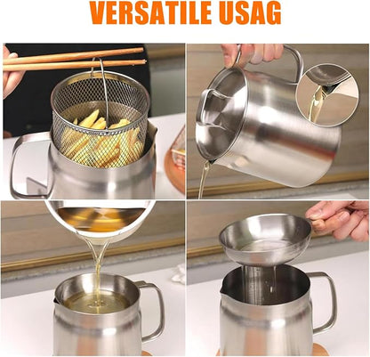 Oil Strainer, Bacon Grease Container Large Capacity Deep Fryer and Strainer Cup - Image 5