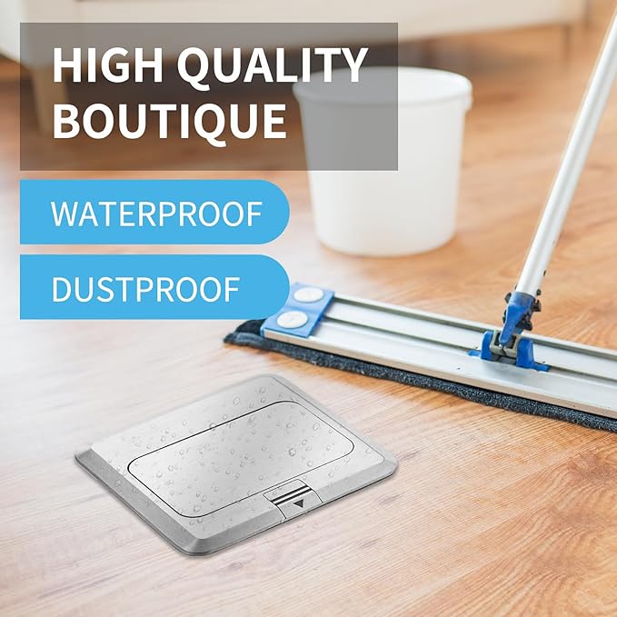 Vagueior Recessed Floor Electrical Outlet Kit,Waterproof Electrical Outlet Covcer Box,Hidden 4.8A USB+20A Tamper-Resistant Receptacle Outlet with Slow Elastic Damping ，ETL Certified,Silver (2 Pack)