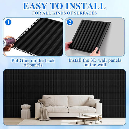 Nuanchu 90 Pcs 3D Slat Wall Panels, Paintable Waterproof Textured Tiles - Image 4