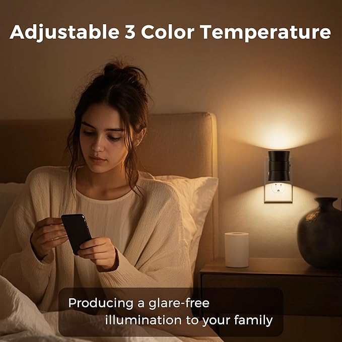 L LOHAS LED Dimmable Night Light, 3CCT Adjustable Color & Brightness, Night Lights Plug into Wall, Versatile for Living Room, Kitchen, Bathroom, Hallway, and More