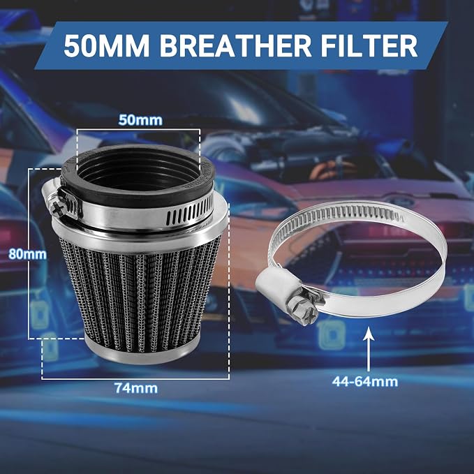 50mm Cold Air Intake Filter for Motorcycle Turbo Vent Breather Air Intake - Image 3