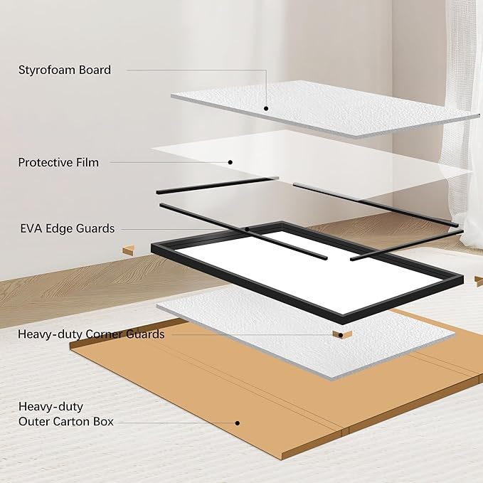 Black Bathroom Mirror, 28x60 Inch Large Rectangle Mirror, 0.6" Thickened Deep Frame Mirrors for Wall Over Sink, Shatterproof Tempered Glass, Brushed, Antirust, Horizontally or Vertically