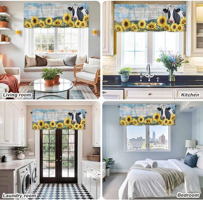 Cow Sunflowers Curtain Valances - Image 9
