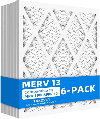 16x25x1 Furnace Air Filters, MPR 1900 & FPR 10, MERV 13 Pleated Air Filter by Chenzhit