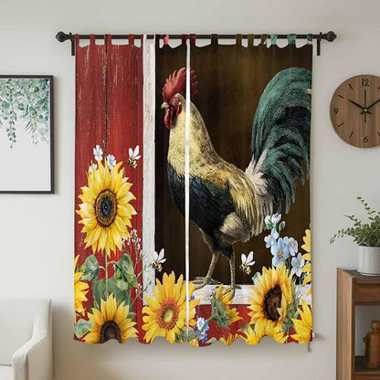 Chicken Sunflowers Living Room Curtains 84 Inch Length, Window Curtains Tab Top - Image 2