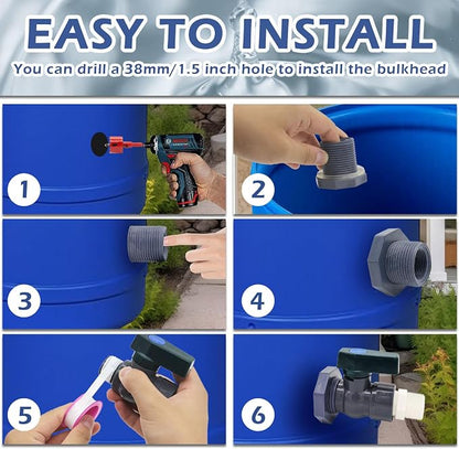 2 Set PVC Rain Barrel Diverter Kit Rain Barrel 3/4 Inch Spigot Kit - Image 4