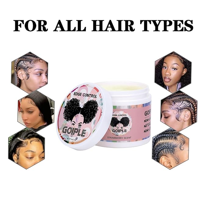 Goiple Edge Control Wax for Women Strong Hold Non-greasy Edge Smoother Pink 1Pack and Yellow 1Pack 4oz with Brush 2Pcs and Scarf