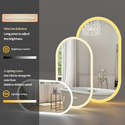 LUVODI Lighted LED Bathroom Mirror: 48x24IN Wall Mounted Dimmable 3 Colors - Image 4