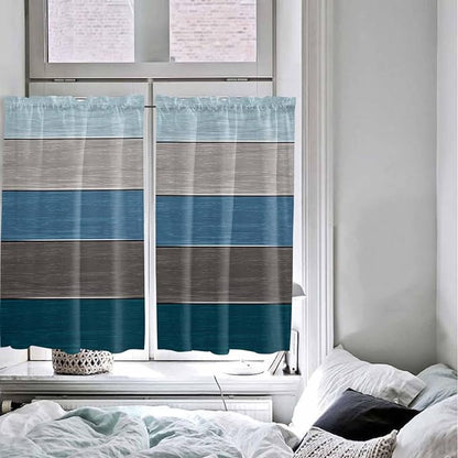 Retro Farm Blue Gray Wood Grain Window Valance Curtains, Rustic Wooden Plank - Image 4