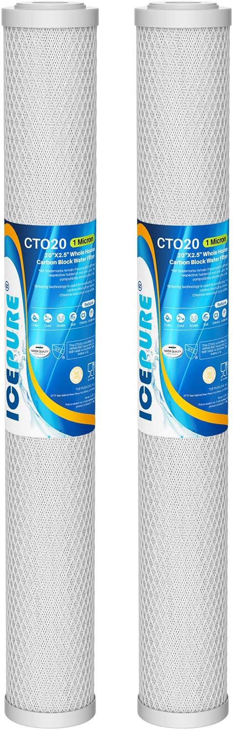 ICEPURE 1 Micron 20" x 2.5" Whole House CTO Carbon Sediment Water Filter by ICEPURE