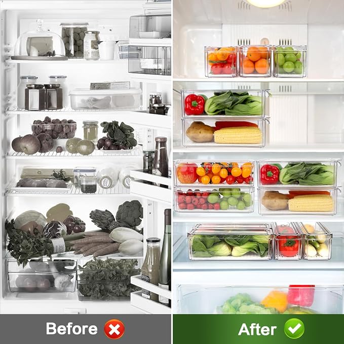 6 Pack Fridge Organizer, Stackable Refrigerator Organizer Bins - Image 5