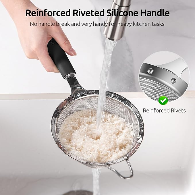 U-Taste Medium Fine Mesh Strainer: 18/8 Stainless Steel 4.73in 30 Mesh Kitchen - Image 4