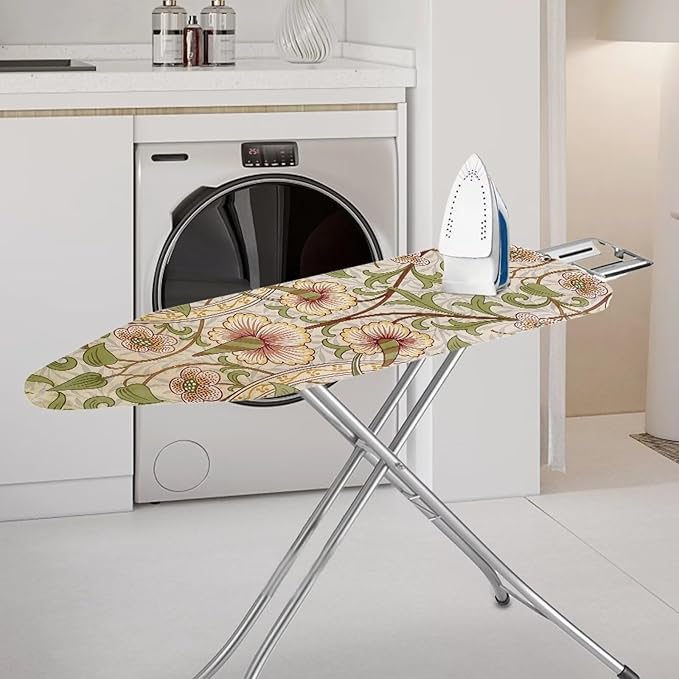 ZCFYGDX William Morris Art Ironing Board Covers,Stain Resistant & Anti-Scorch Elastic Edges Nylon Buckle Straps Hook & Loop Fastener Strap,Easy Install of Protective Decorative Cover 15x48 Inch