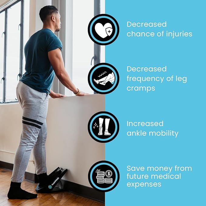 CalfPRO® Deepest Calf Stretcher for Plantar Fasciitis Relief. Deep Heel Lock Stretch Device for Tight Calves, Achilles, Hamstrings, & Foot Pain. Portable Mobility Tool for Athletes & Everyday Use