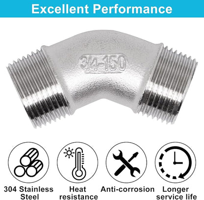 45 Degree Elbow 2PCS, 3/4" NPT Male X 3/4" NPT Male 304 Stainless Steel Pipe - Image 3